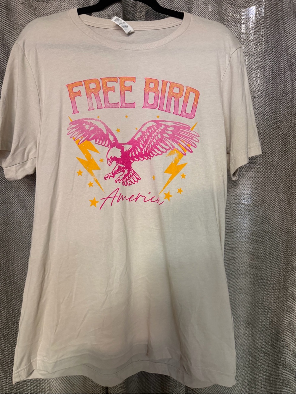 Free Bird America Graphic Tee - Pink & Yellow Design